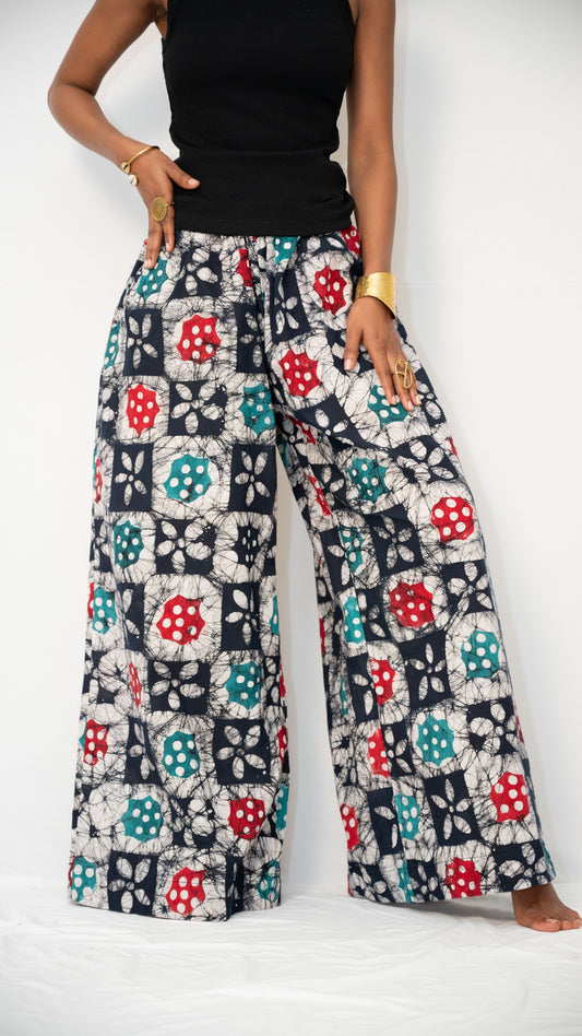 INDI WIDE-LEG PANTS - Ankara Print Cotton
