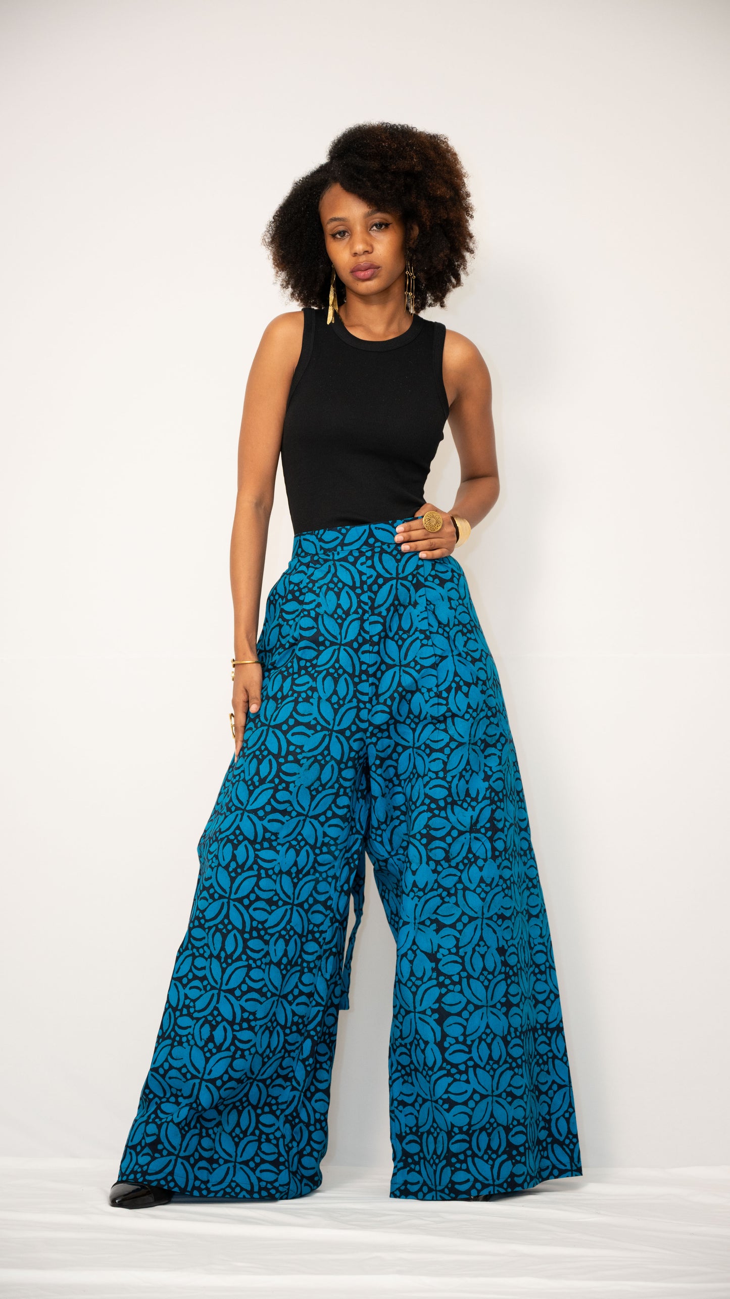 ZIA ADJUSTABLE PANTS - Kitenge Wide-Leg Trousers