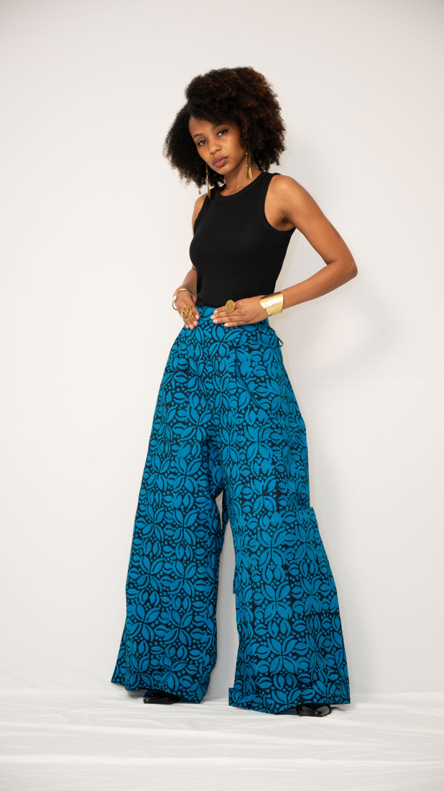 ZIA ADJUSTABLE PANTS - Kitenge Wide-Leg Trousers