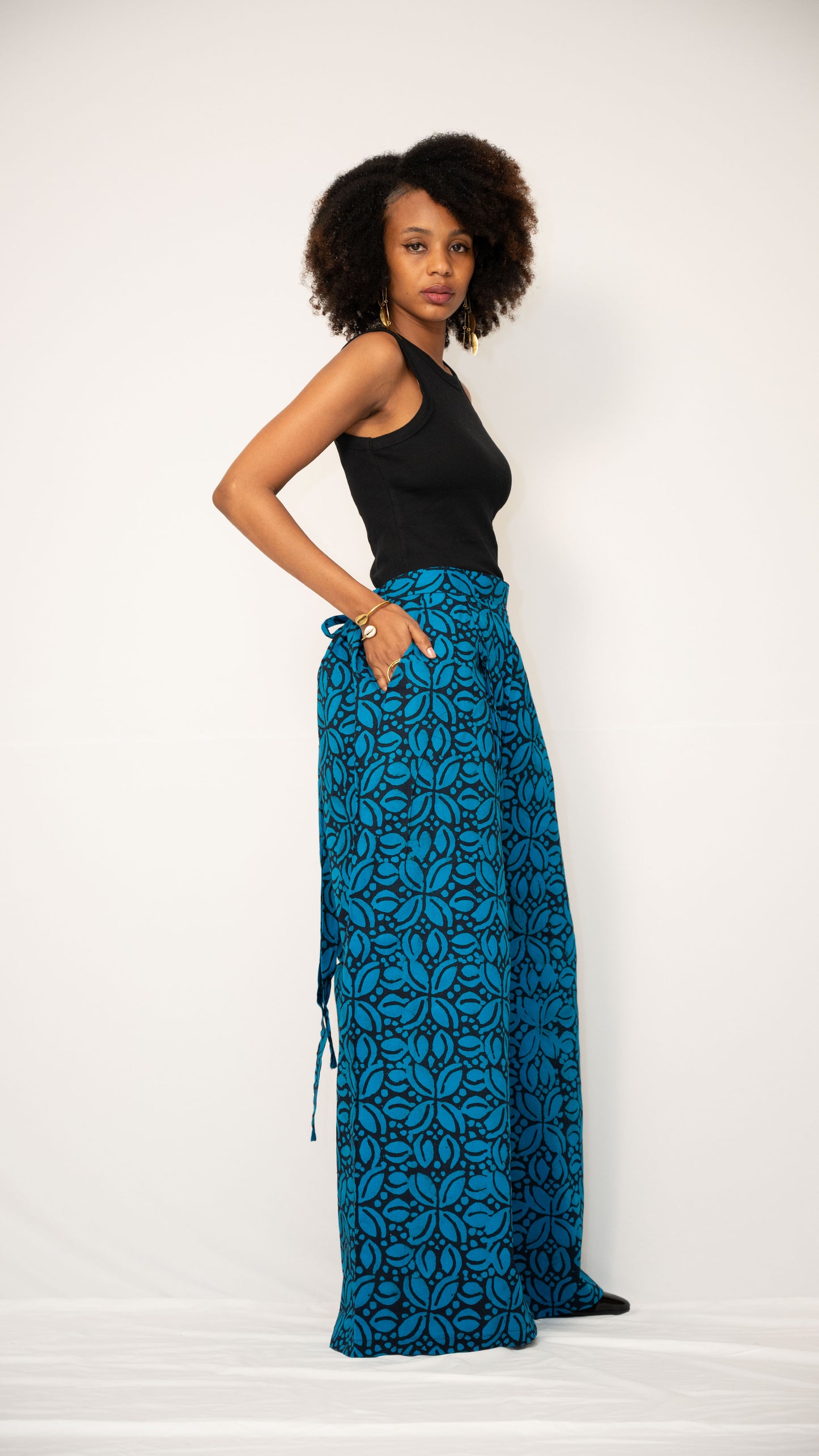 ZIA ADJUSTABLE PANTS - Kitenge Wide-Leg Trousers