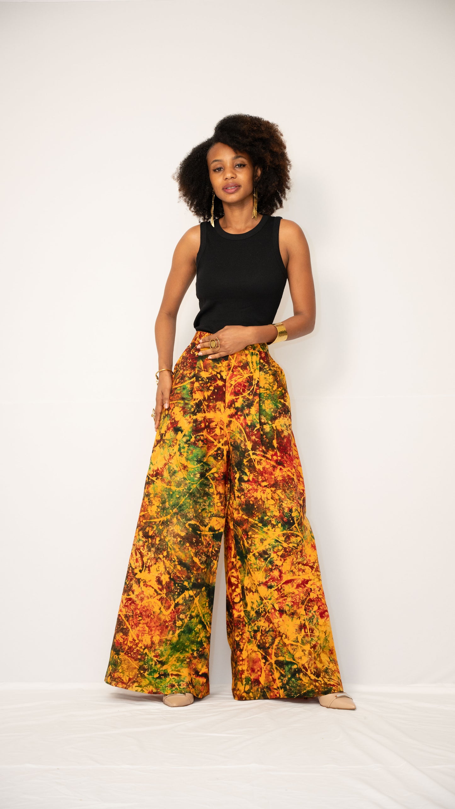 ZIA ADJUSTABLE PANTS - Kitenge Wide-Leg Trousers