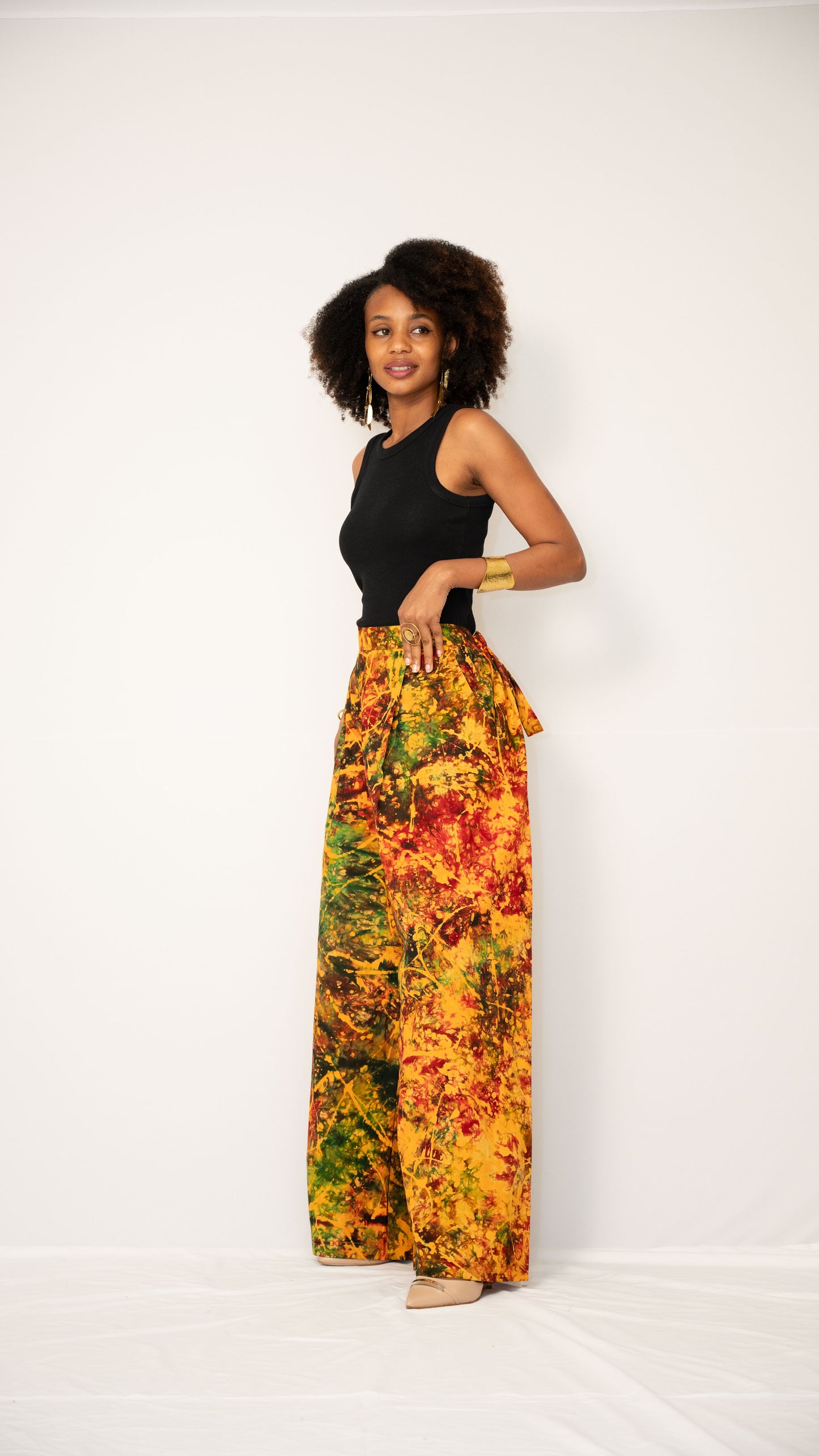 ZIA ADJUSTABLE PANTS - Kitenge Wide-Leg Trousers