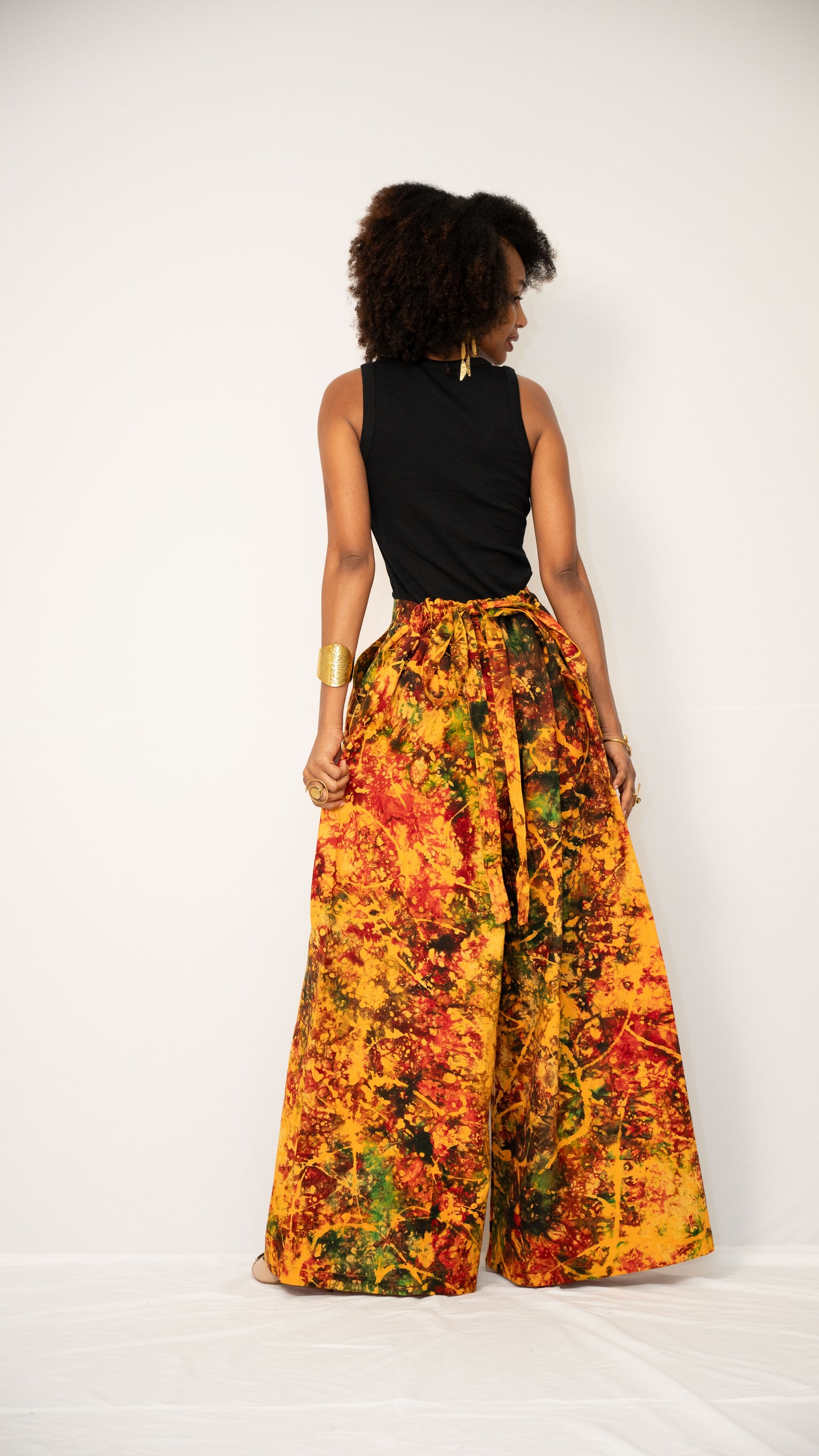 ZIA ADJUSTABLE PANTS - Kitenge Wide-Leg Trousers