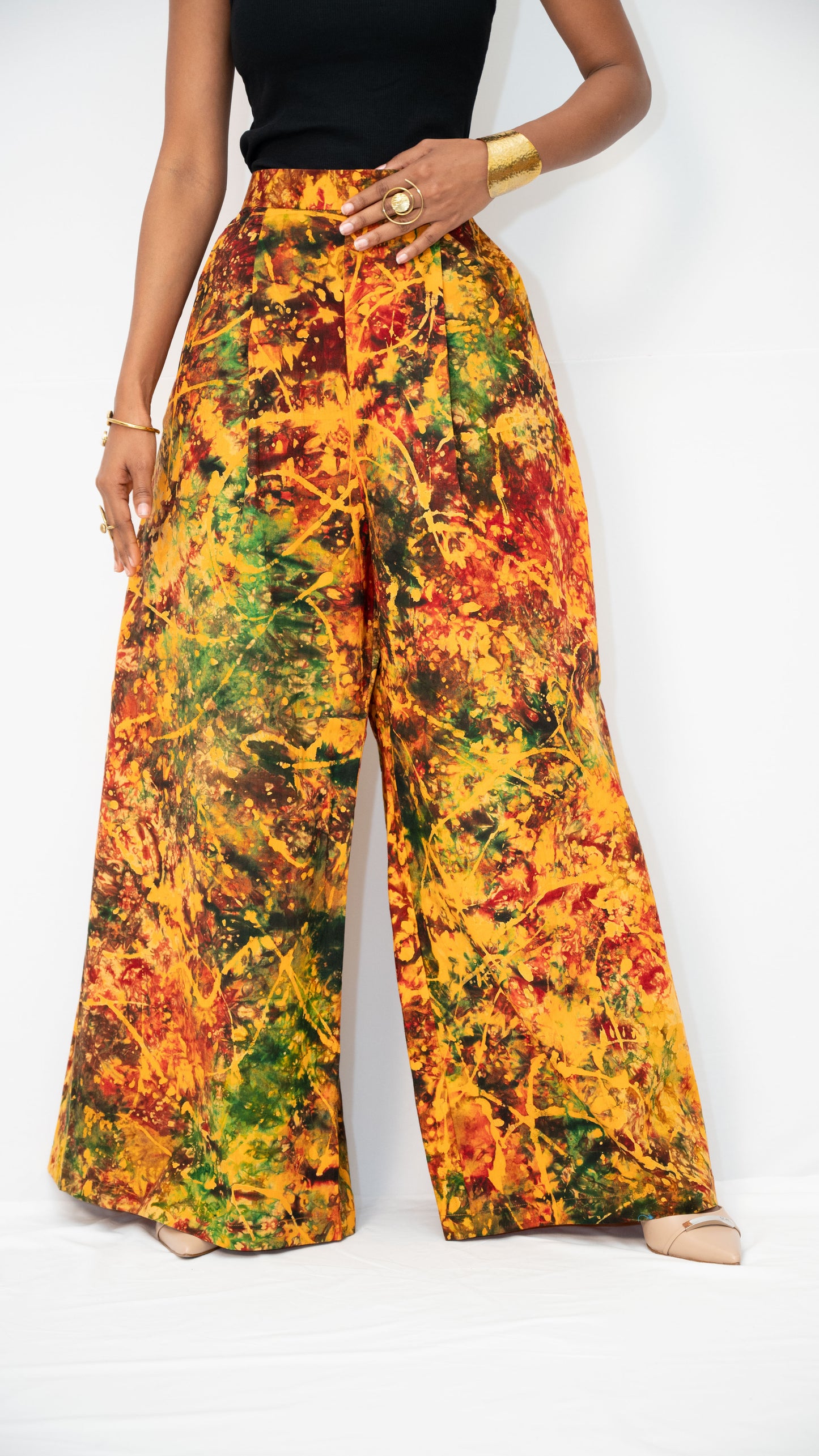 ZIA ADJUSTABLE PANTS - Kitenge Wide-Leg Trousers