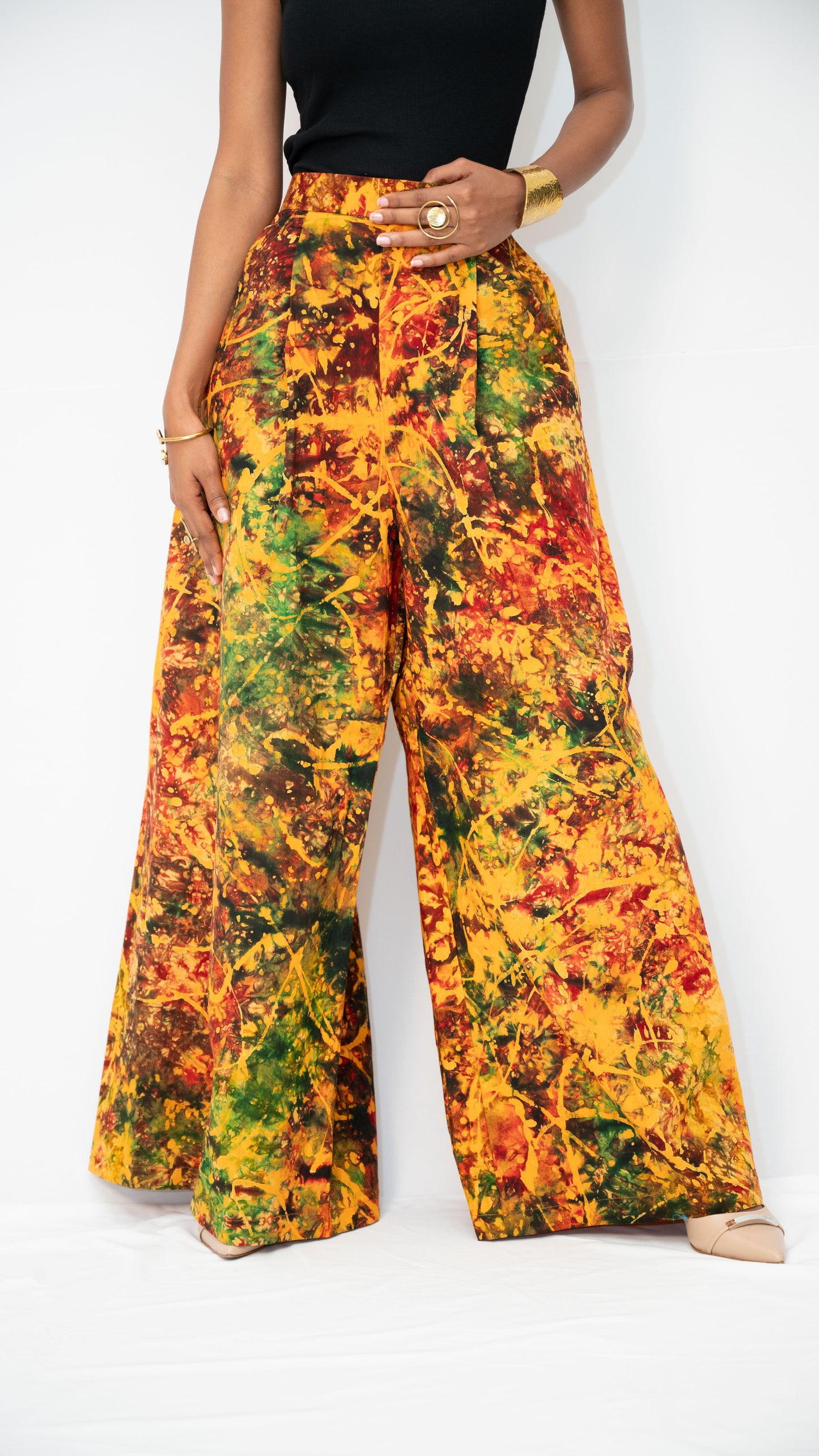 ZIA ADJUSTABLE PANTS - Kitenge Wide-Leg Trousers