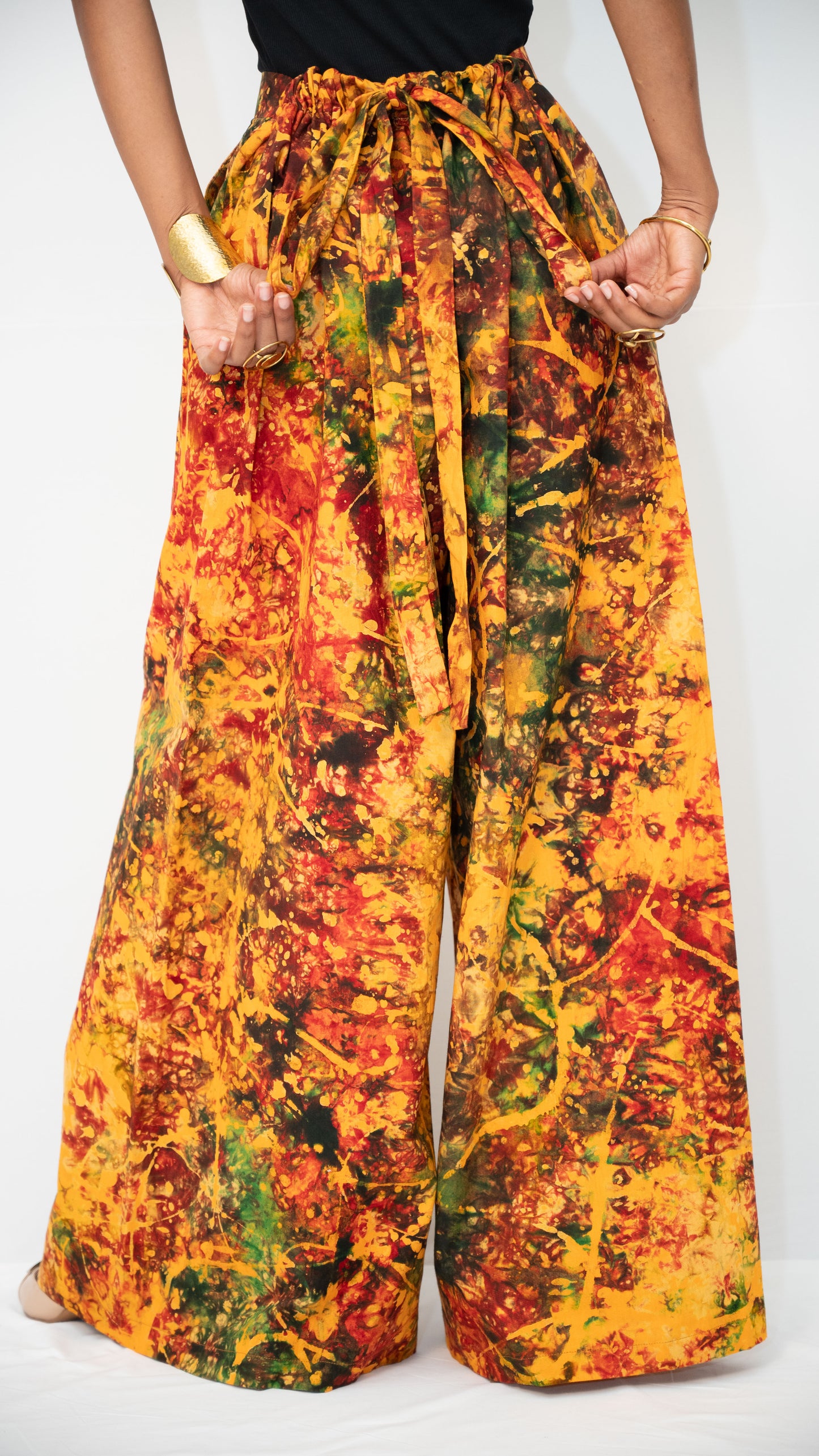 ZIA ADJUSTABLE PANTS - Kitenge Wide-Leg Trousers
