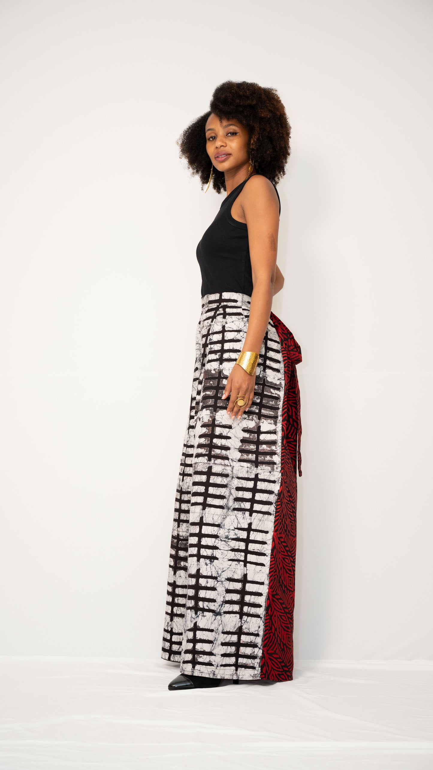 ZIA ADJUSTABLE PANTS - Kitenge Wide-Leg Trousers