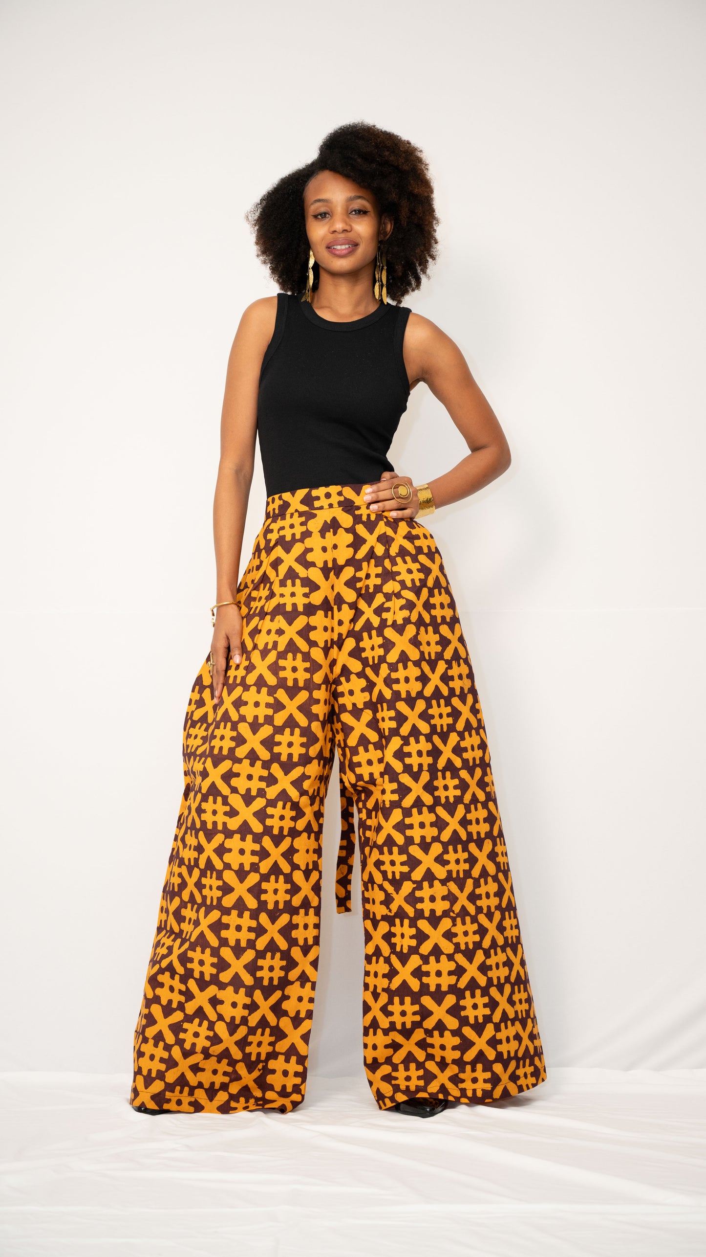 ZIA ADJUSTABLE PANTS - Kitenge Wide-Leg Trousers