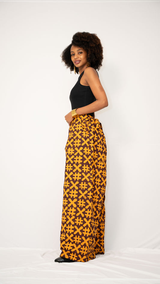ZIA ADJUSTABLE PANTS - Kitenge Wide-Leg Trousers