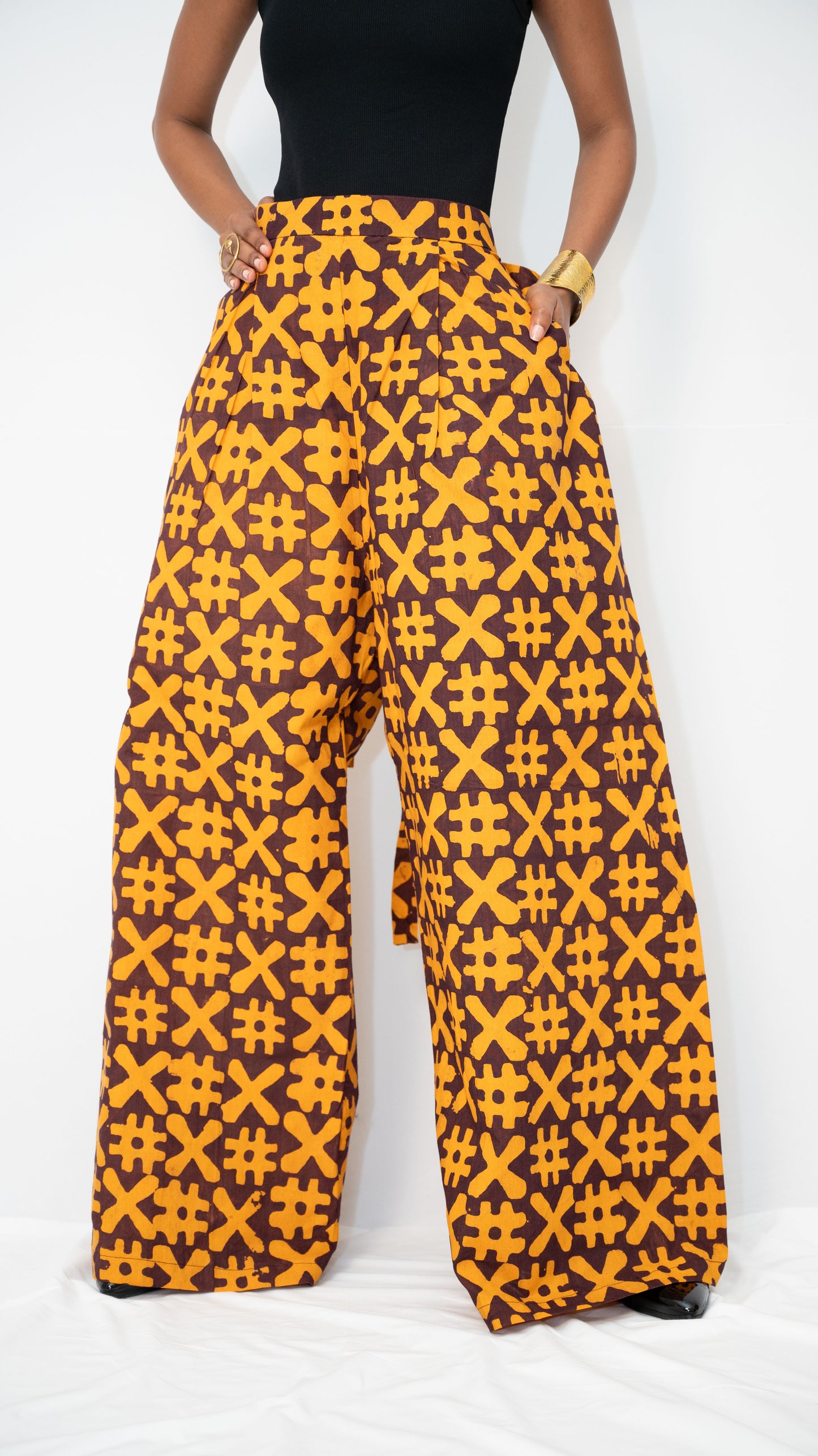 ZIA ADJUSTABLE PANTS - Kitenge Wide-Leg Trousers