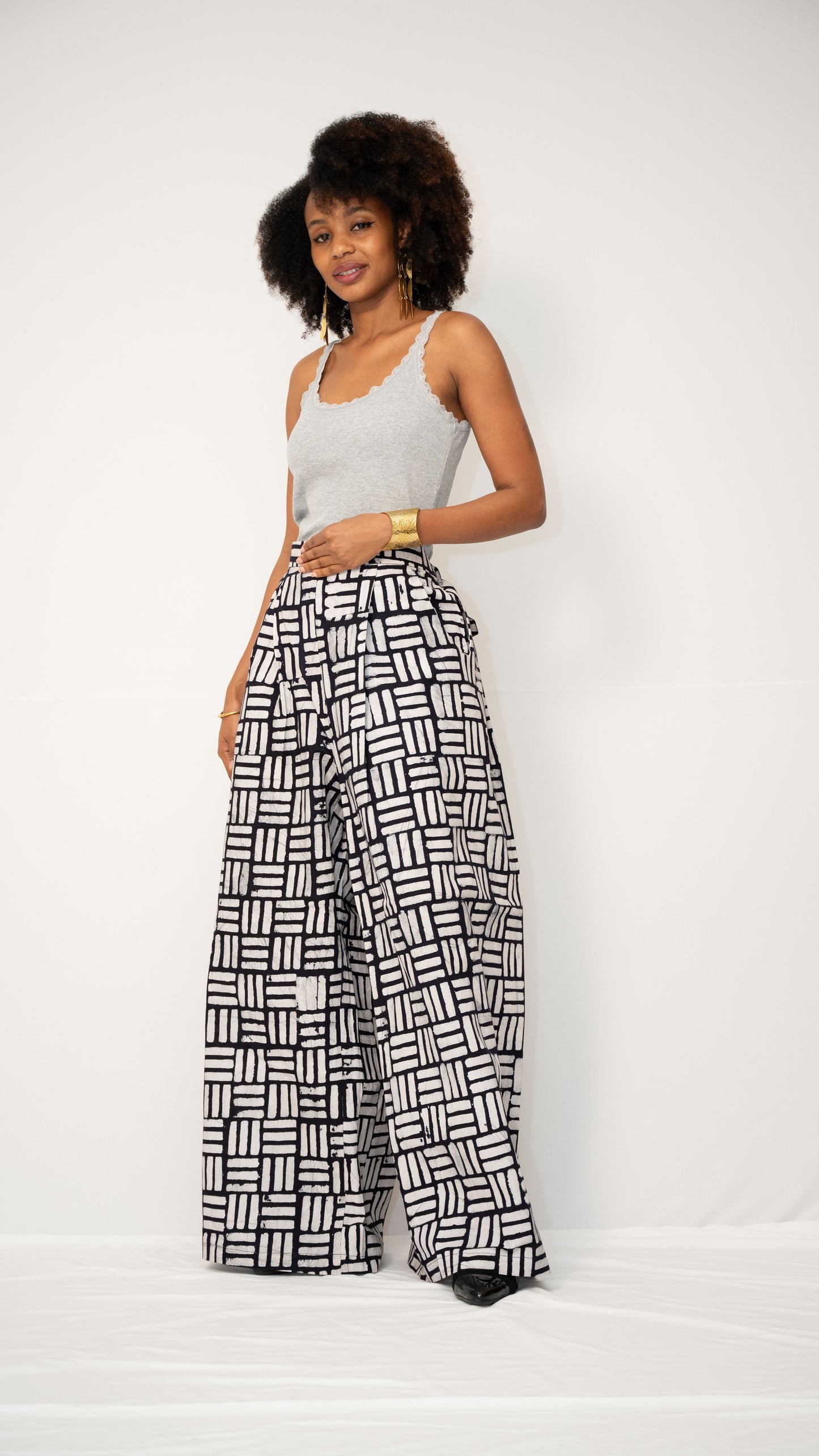 ZIA ADJUSTABLE PANTS - Kitenge Wide-Leg Trousers