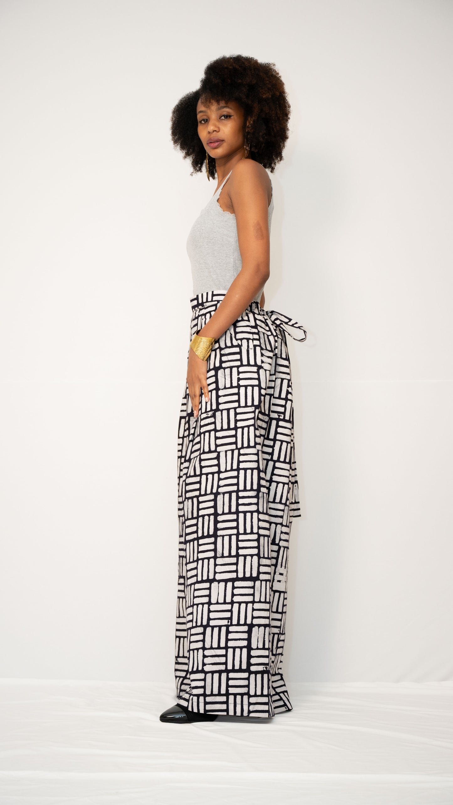 ZIA ADJUSTABLE PANTS - Kitenge Wide-Leg Trousers