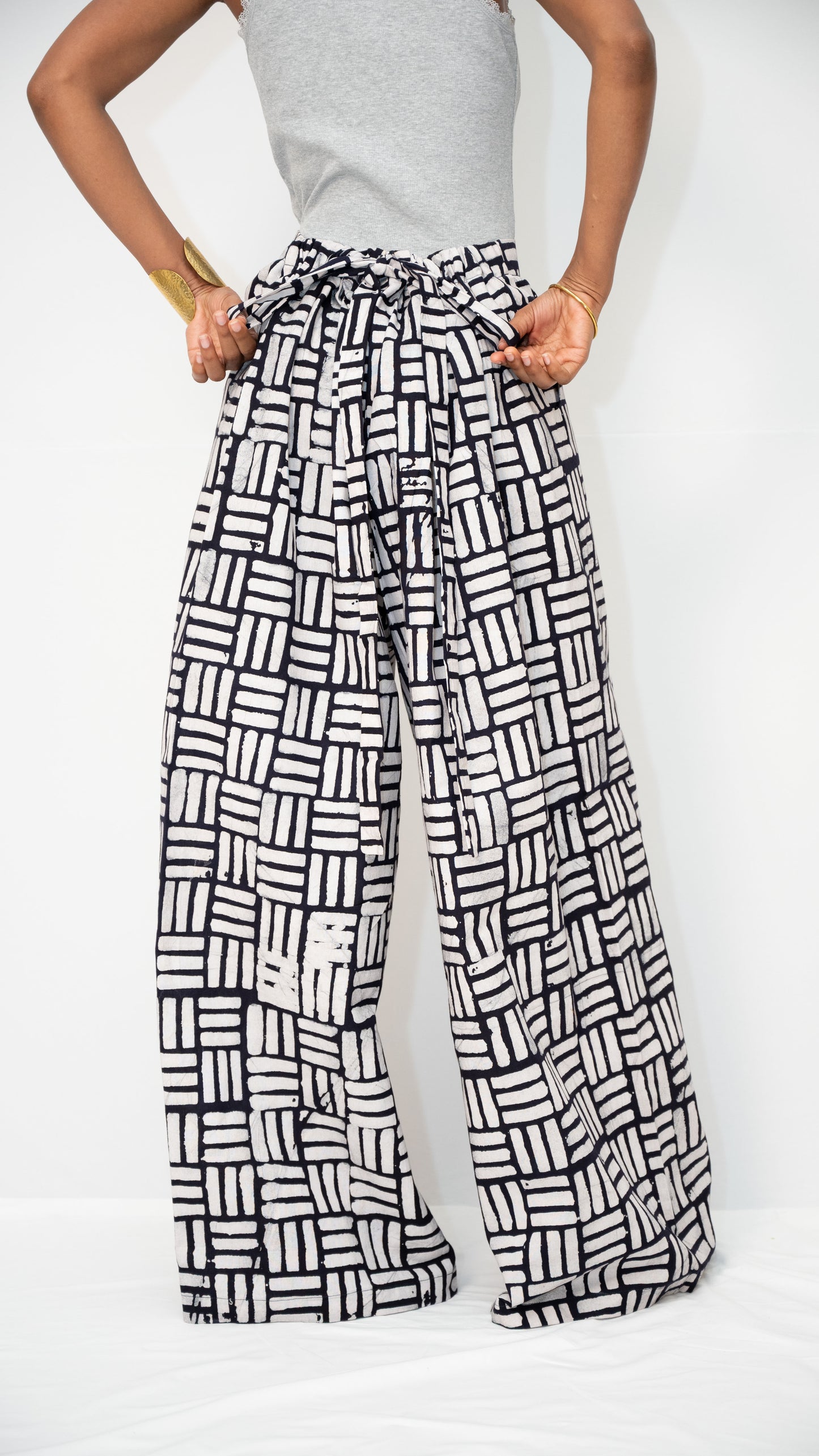 ZIA ADJUSTABLE PANTS - Kitenge Wide-Leg Trousers