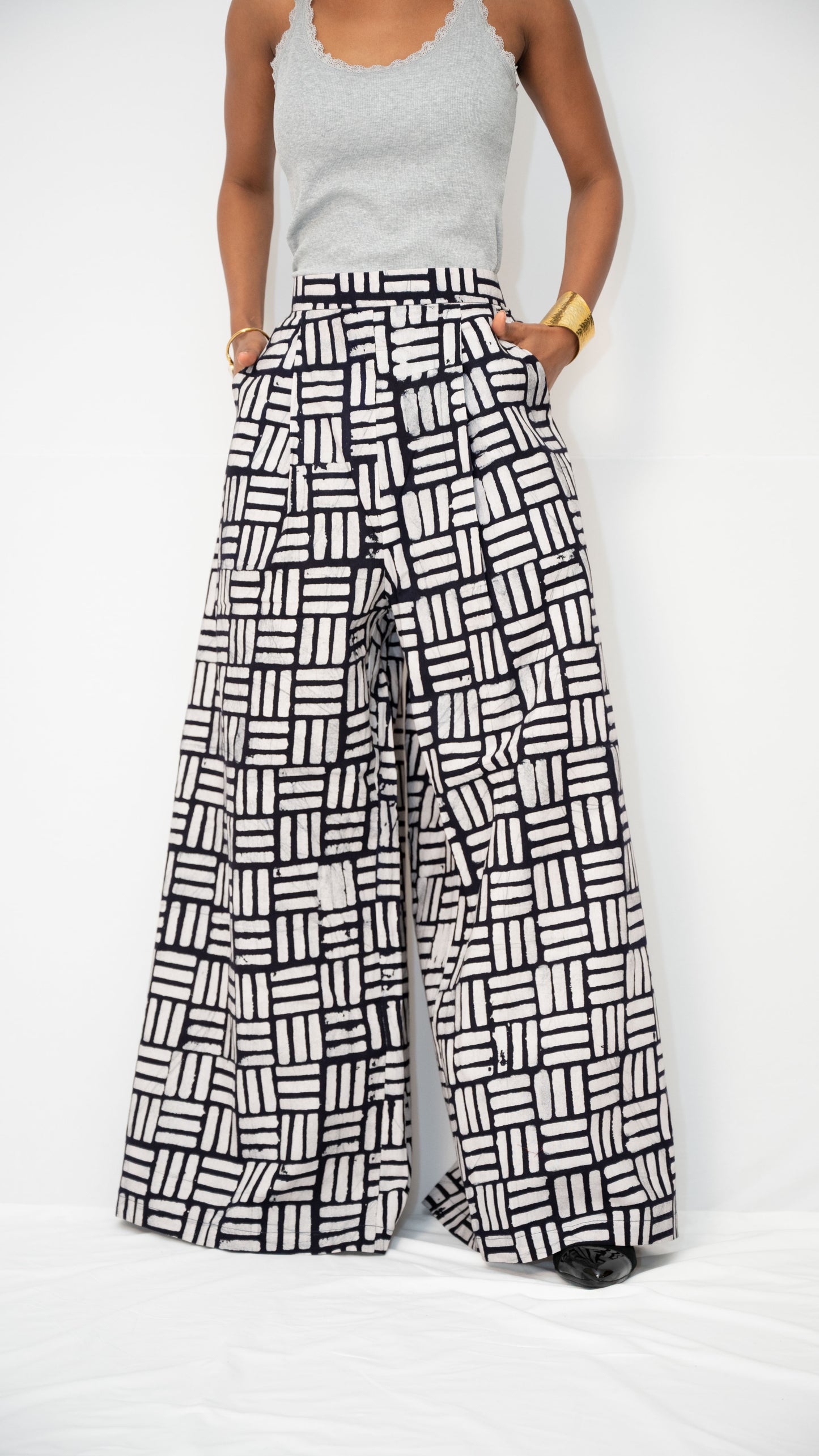 ZIA ADJUSTABLE PANTS - Kitenge Wide-Leg Trousers