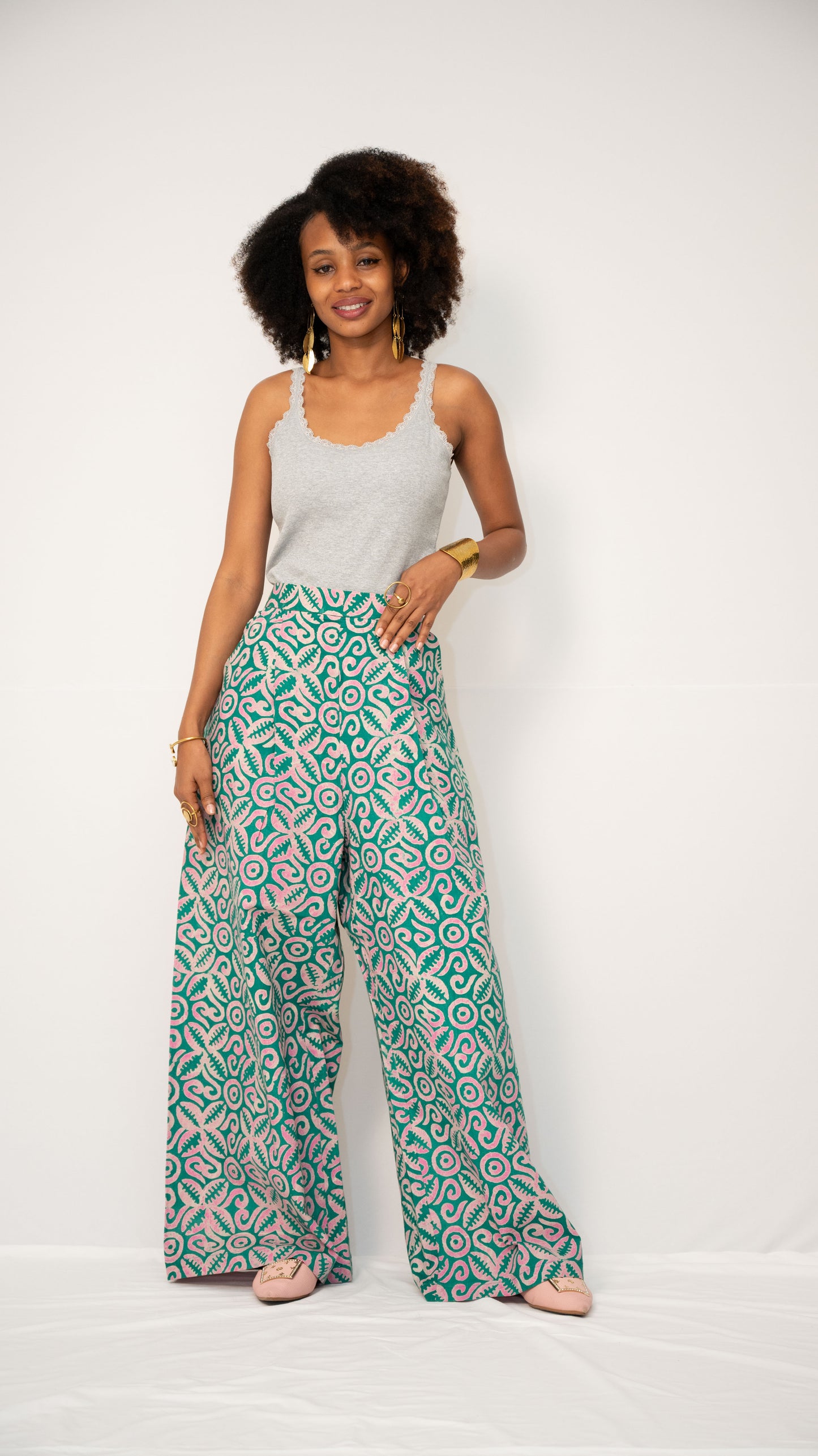 ZIA ADJUSTABLE PANTS - Kitenge Wide-Leg Trousers