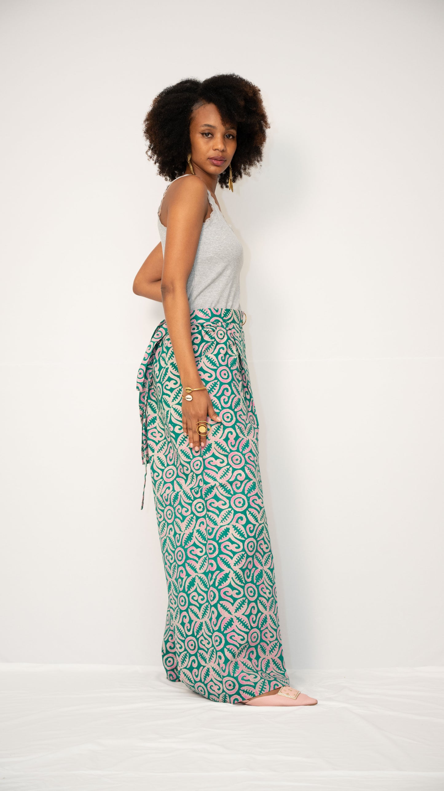 ZIA ADJUSTABLE PANTS - Kitenge Wide-Leg Trousers
