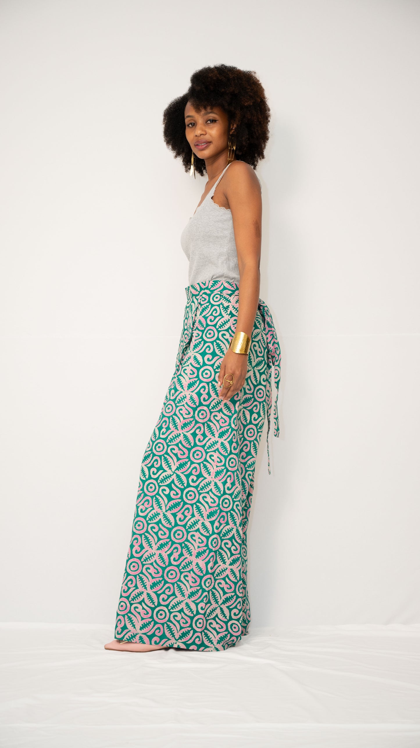 ZIA ADJUSTABLE PANTS - Kitenge Wide-Leg Trousers