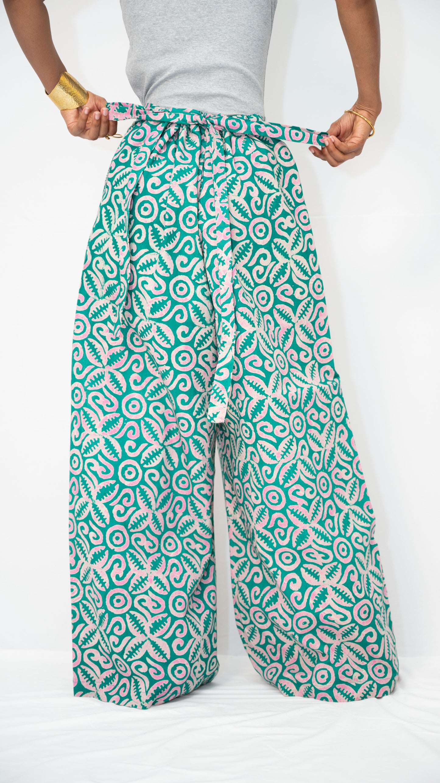 ZIA ADJUSTABLE PANTS - Kitenge Wide-Leg Trousers