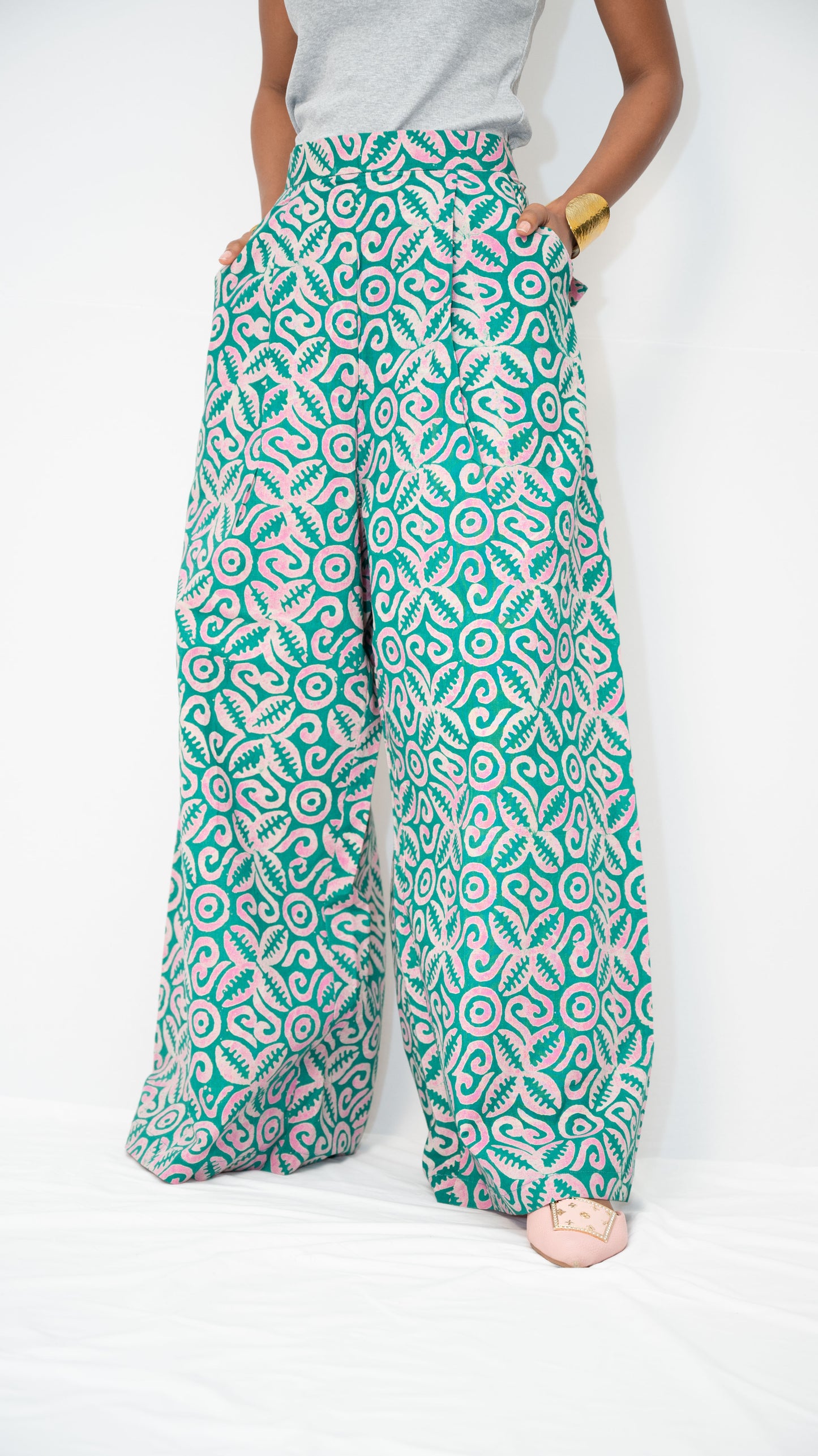 ZIA ADJUSTABLE PANTS - Kitenge Wide-Leg Trousers