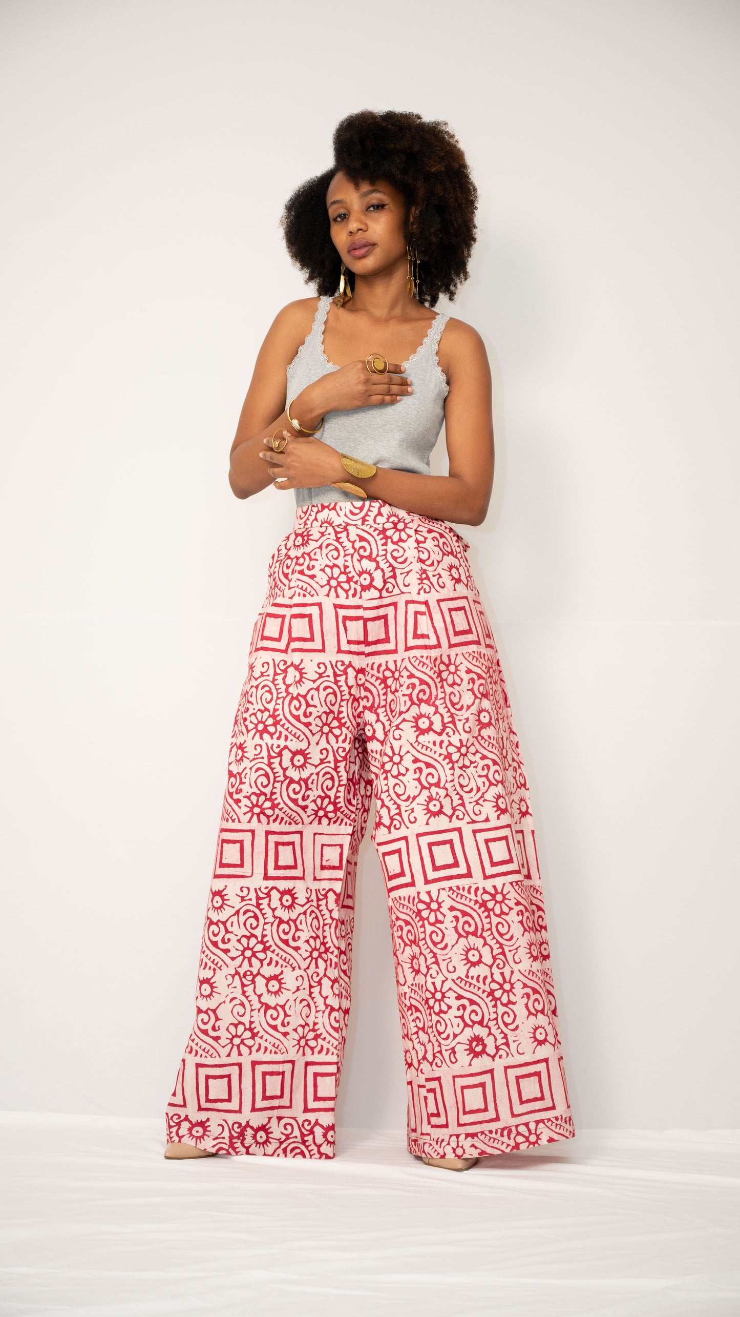 ZIA ADJUSTABLE PANTS - Kitenge Wide-Leg Trousers