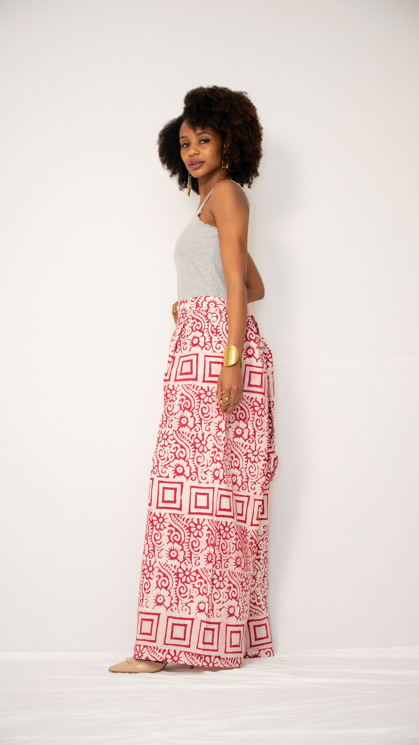 ZIA ADJUSTABLE PANTS - Kitenge Wide-Leg Trousers