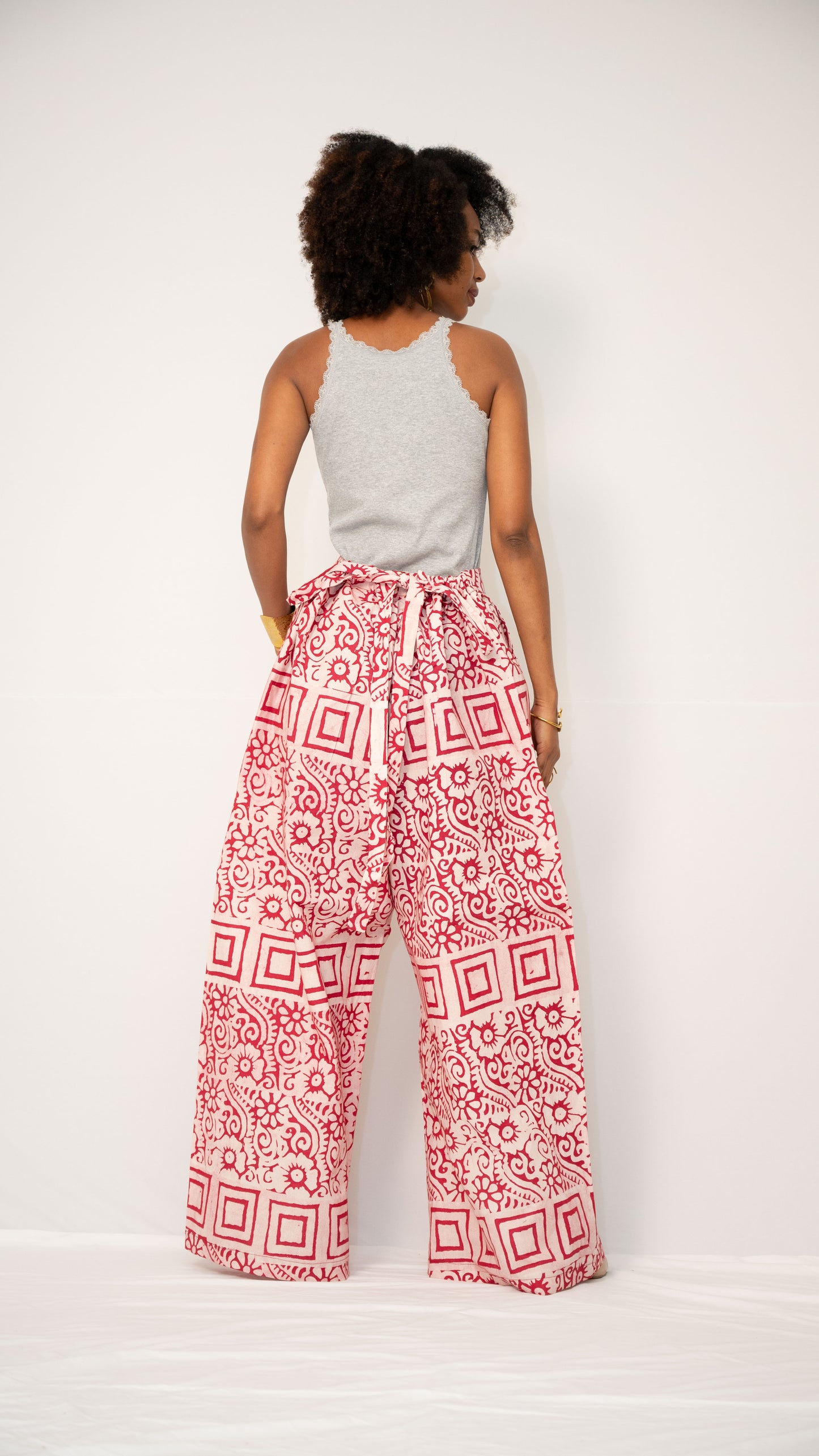 ZIA ADJUSTABLE PANTS - Kitenge Wide-Leg Trousers