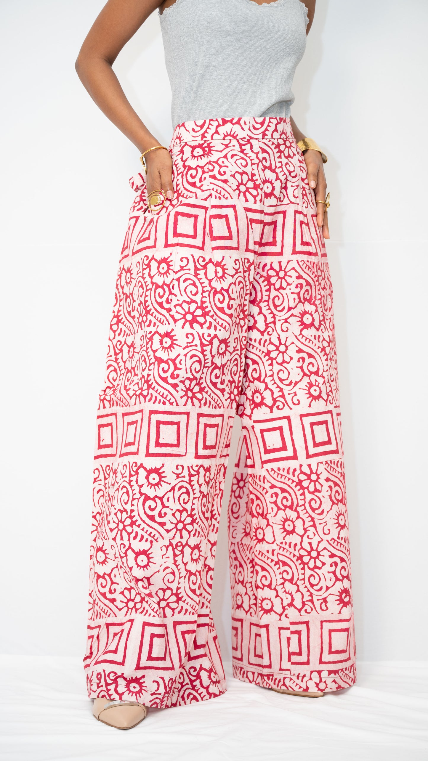 ZIA ADJUSTABLE PANTS - Kitenge Wide-Leg Trousers