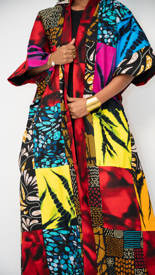 REMBO PATCH — African Print Patchwork Kaftan Coat