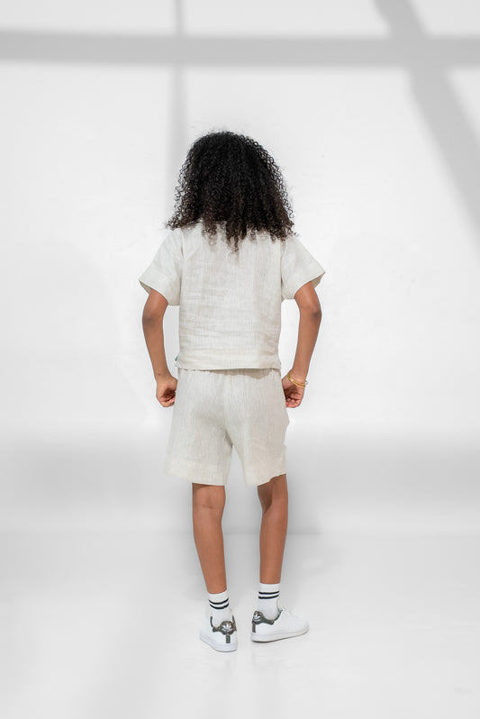 Tamu Linen Short and top set (Green detail)